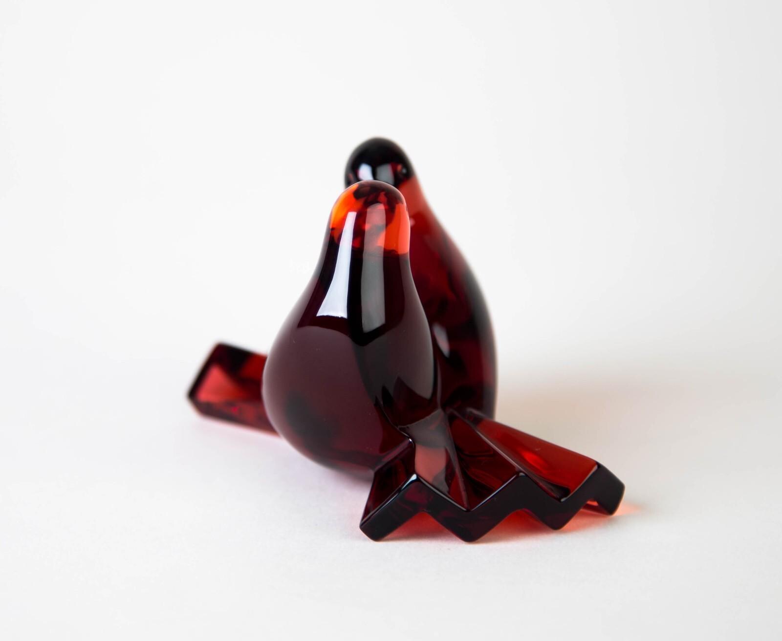 Baccarat Red Love Birds Saint Valentin Doves Figurine