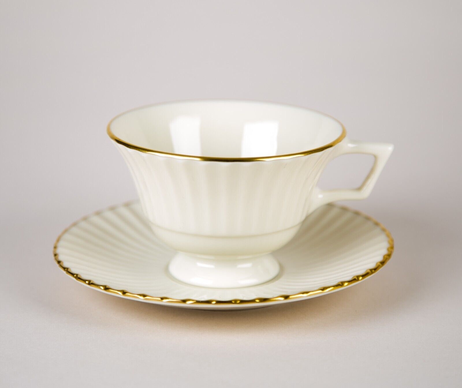 Lenox Special L148 Footed Cups and Saucers Set of 2 Vintage Gold