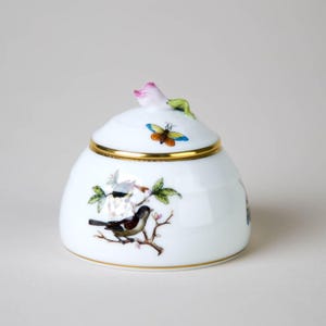 Herend Rothschild Bird Honey Pot Jar & Lid #243 Vintage Porcelain Hungary