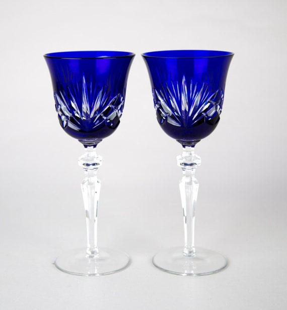 910470 Blue Over Crystal Glass With Petal Cuts, Fancy Tip On Top
