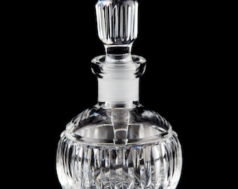 Waterford Vanity Round Perfume Bottle & Stopper Elegant Vintage Crystal Signed