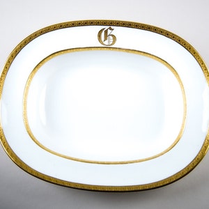 Coalport Gold Monogrammed Oval Vegetable Bowl Vintage England