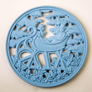 Wedgwood Blue Jasperware Sleigh Ride Christmas Ornament Vintage England
