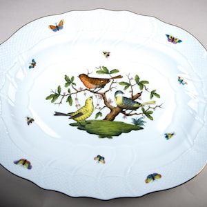 Herend Rothschild Bird Large 16&quot; Oval Serving Platter #1101 Vintage Porcelain Hungary