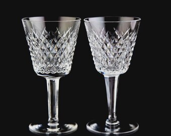 Waterford Alana Claret Wine Glasses Set of 2 Elegant Vintage Crystal Signed