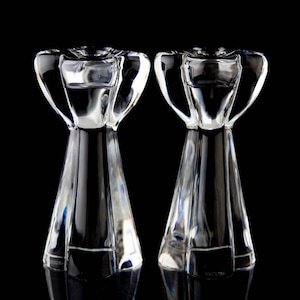 Baccarat Diomede Candlesticks Set of 2 Vintage Crystal France Signed