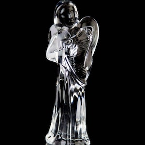 Baccarat Nativity Angel with Harp Figurine Vintage Crystal France Signed