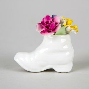 Royal Adderley Bone China Floral Arrangement Flower Posy Mini White Boot England