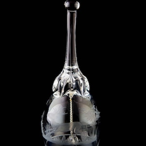 Vintage Bohemian Crystal Deer Stag Etch Bell Elegant Glass 7"