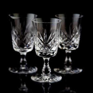 Edinburgh Oban Sherry Glasses Set of 3 Elegant Vintage Crystal
