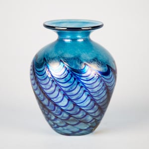 Robert Held Blue Iridescent Art Glass Vase Signed - Etsy