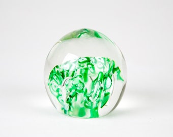 Pisapapeles de vidrio artístico vintage con control de remolino verde, burbujas Millefiori Scramble
