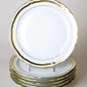 Raynaud Ceralene Limoges Marie Antoinette Gold Salatteller Set mit 6 Vintage Porzellan Frankreich