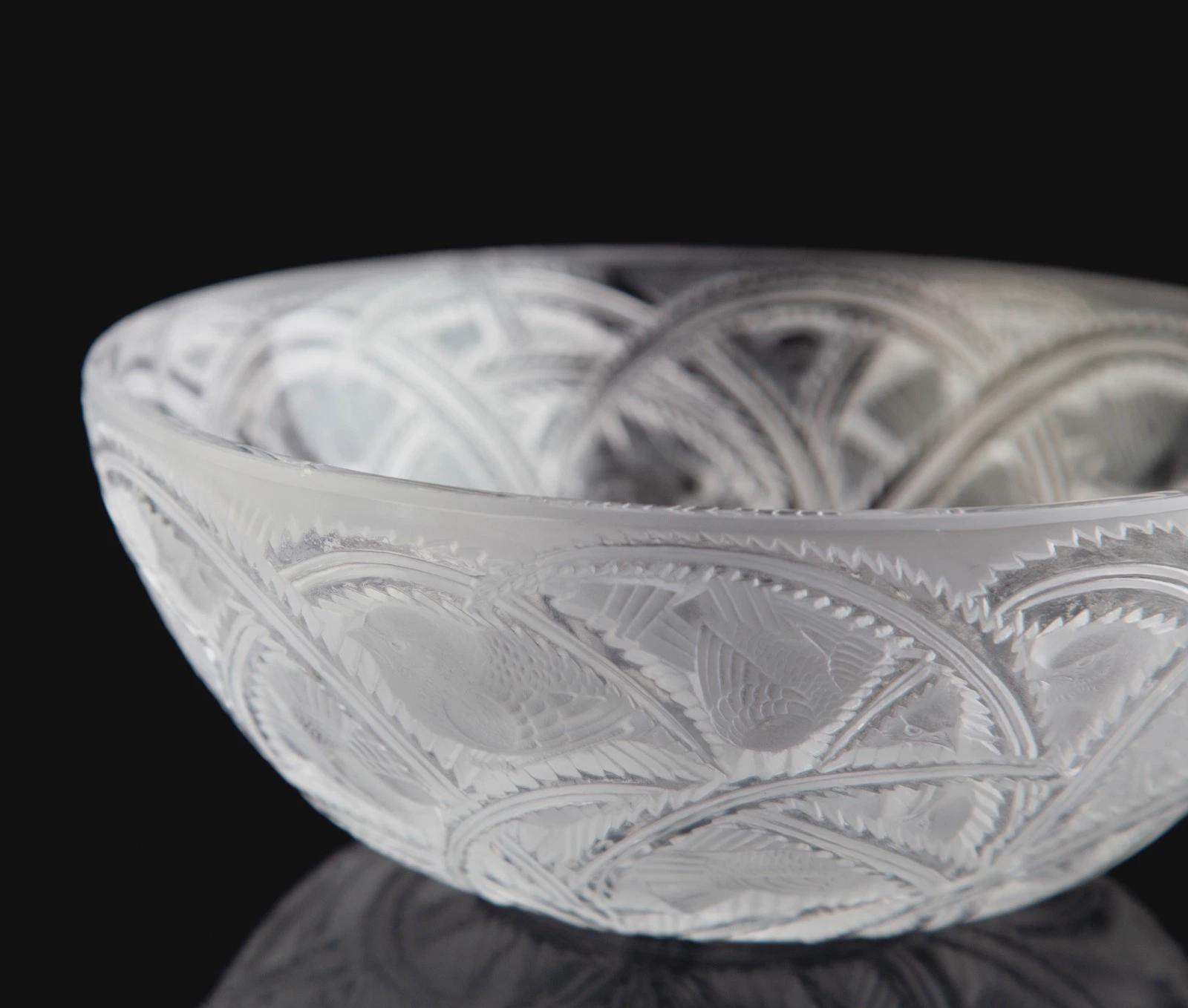新品・未使用、完品（箱付き）ラリック「パンソン（Pinsons）」ボウル Lalique Pinson Round Bowl 9