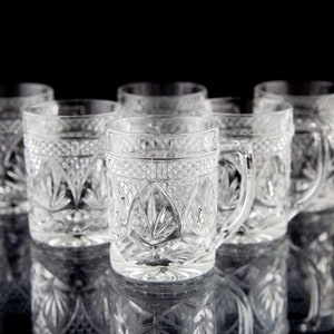 Cristal D'Arques Antique Clear Mugs Set of 6 Vintage Elegant Glass