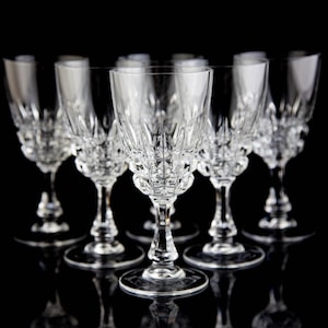 Cristal d'Arques Pompadour vinglas set med 6 vintage glasglas Frankrike