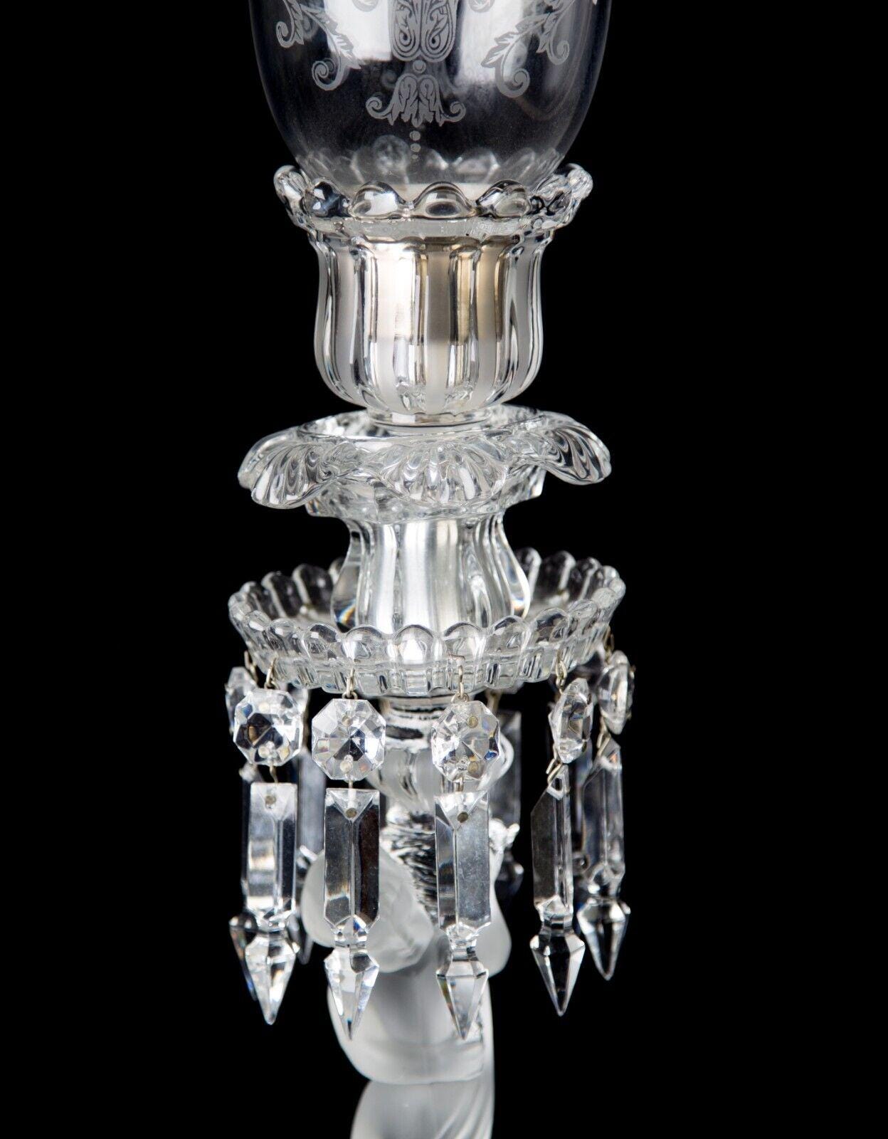 Baccarat Enfant Hurricane Lamp Candlestick Bobeche & Crystal Baccarat Enfant Hurricane Lamp Candlestick Bobeche & Crystal