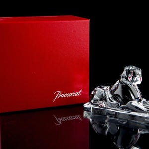 Baccarat Sphinx Figurine Paperweight Clear Crystal Vintage France Signed