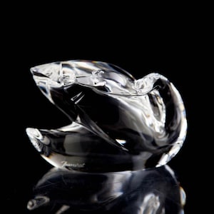 Baccarat Swan Figurine Paperweight Vintage Crystal France Signed