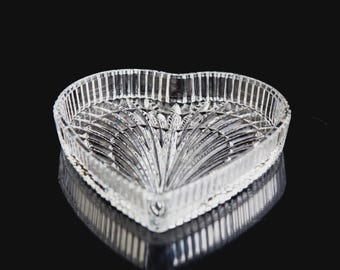 Waterford Vanity Large Heart Shaped Tray Elegant Vintage Crystal Signed