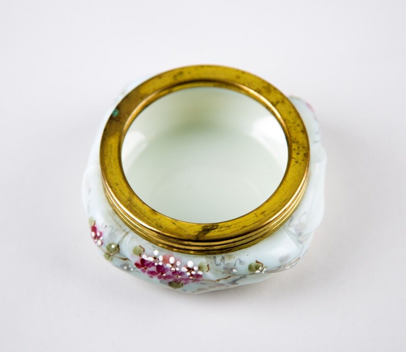 Antique CF Monroe Wave Crest Hand Painted Glass Pin Tray Open Trinket Dish image 2
