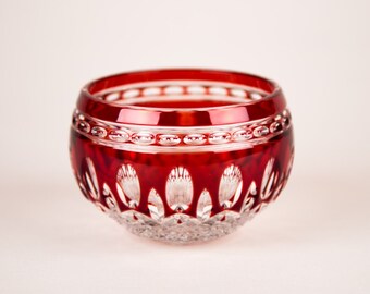 Waterford Clarendon Ruby Red Votive Candle Holder Elegant Vintage Crystal Signed