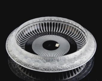 Lalique Marguerites kom 13" vintage kristallen tafelstuk gesigneerd Frankrijk