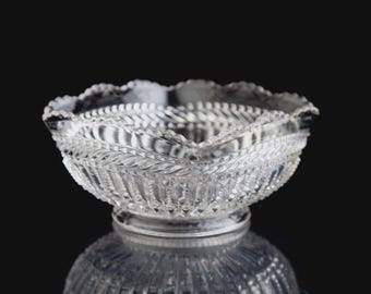 Antiguo Tarentum Strigil Square Bowl 5" Vidrio EAPG Circa 1888
