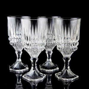 Fostoria Heritage Clear Water Goblet Glasses Set of 4 Vintage Stemware