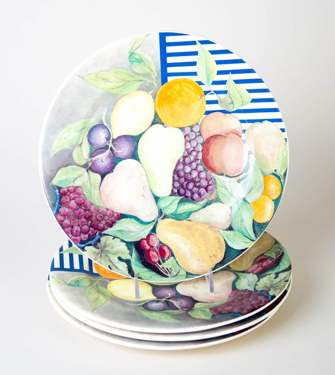 Gien La Ronde Des Fruits Salad Plates Set of 4 Vintage Made in