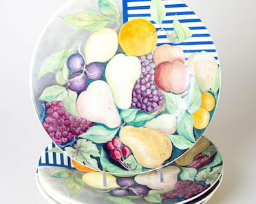 Gien La Ronde Des Fruits Salad Plates Set of 4 Vintage Made in