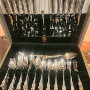 National Guildcraft Concerto Silverware Set: 115-Piece, 12 Place Settings