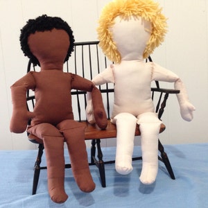 My  Doll'n™  Body  Pattern   PDF.  Make an 18-20 Inch Girl or Boy Doll, soft and cuddly with bending knees and elbows, and embroidered face.