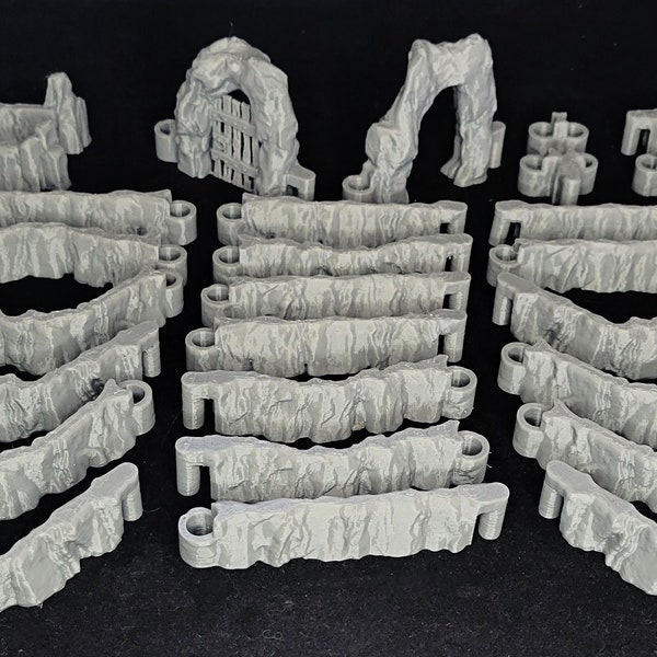 Dungeon Sticks Höhlen Set 27 Stk Tabletop Terrain Miniature Wargaming DnD Höhlen Fliesen Dungeon Tiles für DnD Miniaturen 28mm bemaltes Gelände