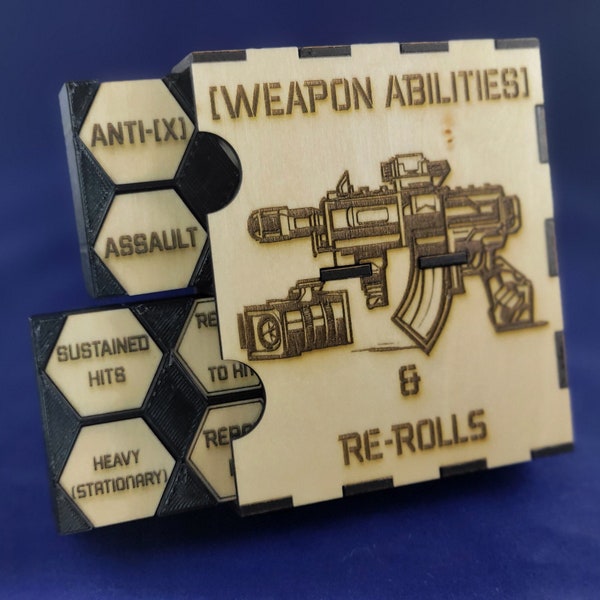 Weapon Ability and Reroll Token Set | 72 Tokens | With Storage Boxes | 40k Tokens |Warhammer 40k 10th Edition Tokens