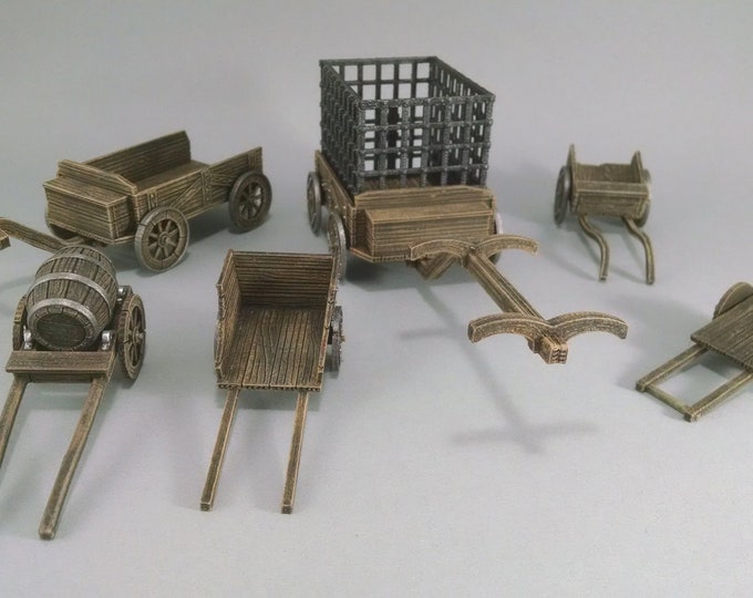 Cart and Wagon Set | Tabletop Terrain | D&D | Miniature | Scatter ...