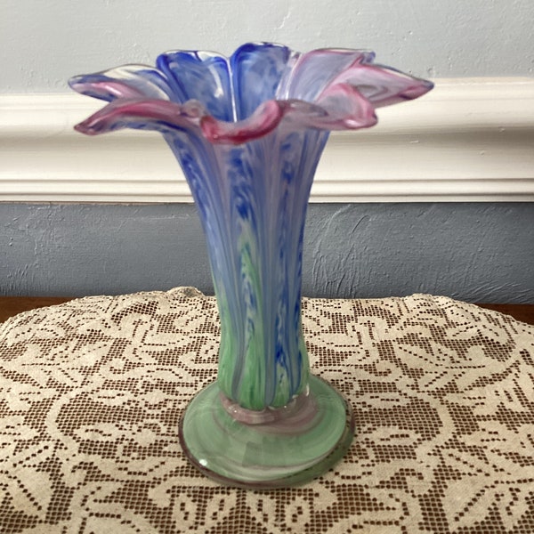 Vase à fleurs de style Murano soufflé à la main