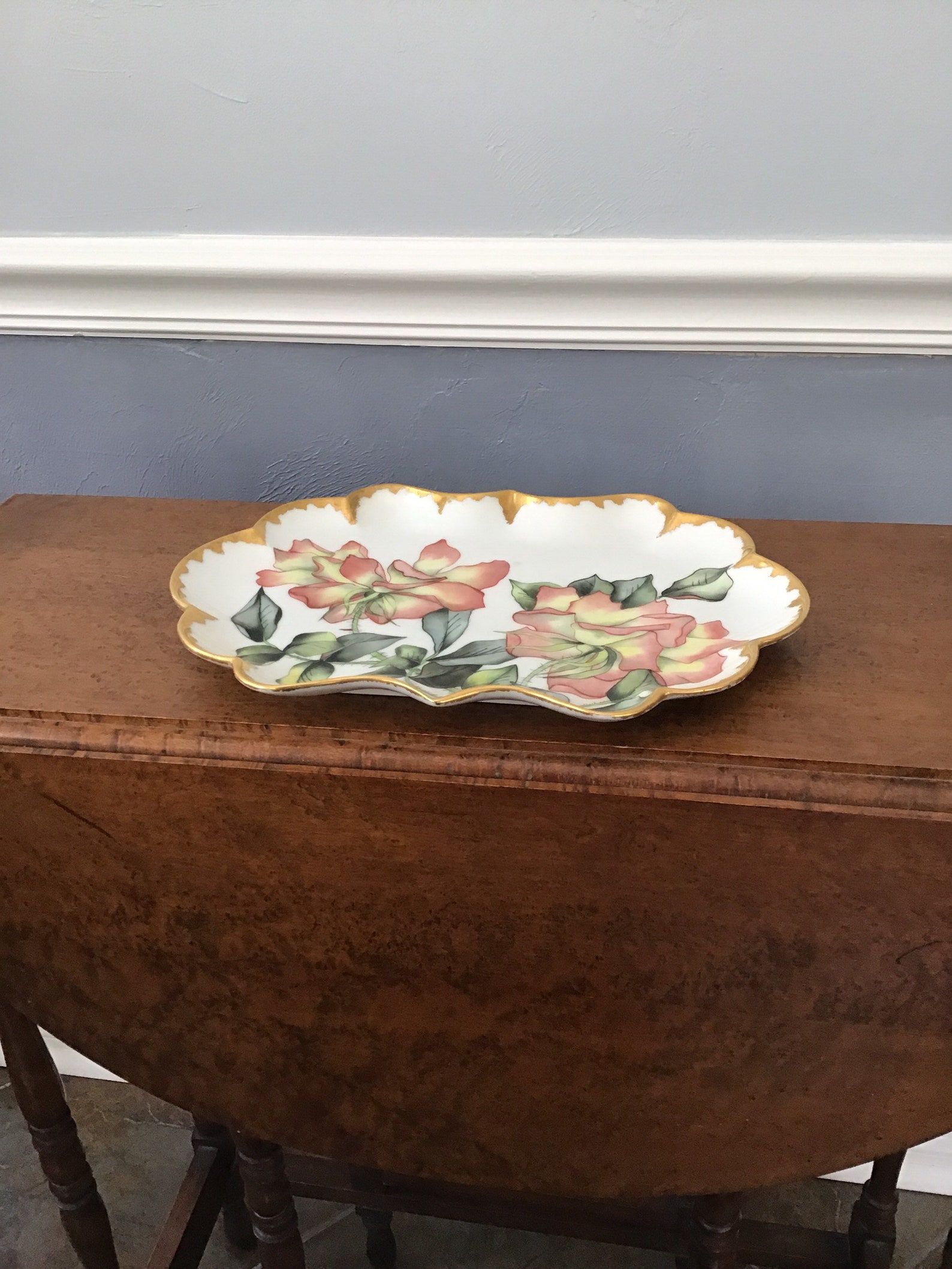Antique porcelain floral Dresser Tray Etsy.de