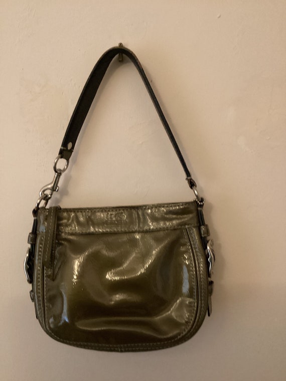 Coach Gun-Metal Gray metallic shoulder handbag
