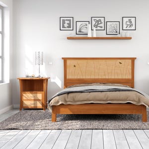 Bed Frame Handmade In Cherry and Maple With Butterfly Inlay, &quot;Butterfly Bed&quot;