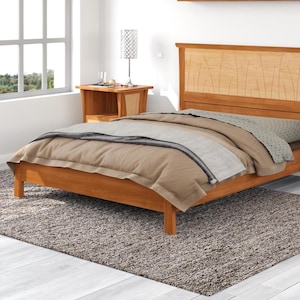 Solid Wood Bed Frame with Curly Maple Headboard - Prairie Bed