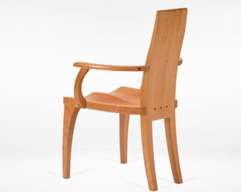 Chaise de salle à manger avec accoudoirs - Captain's Chair « Gazelle Armchair » fait main en cerisier massif