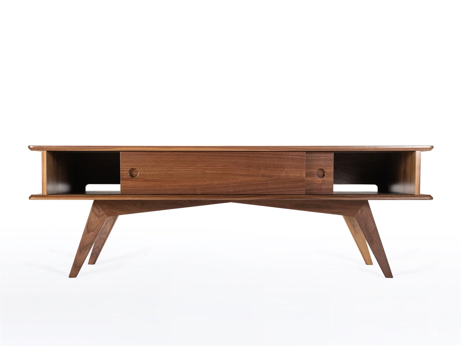 Modern TV Console Mid Century Modern Style in Solid Walnut - Etsy