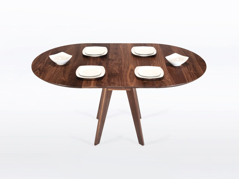 Round Extension Table Handmade in Your Choice of Solid Walnut, Cherry, Mahogany or Oak Wood, Sister image 7