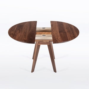 Round Extension Table Handmade in Your Choice of Solid Walnut, Cherry, Mahogany or Oak Wood, Sister image 2