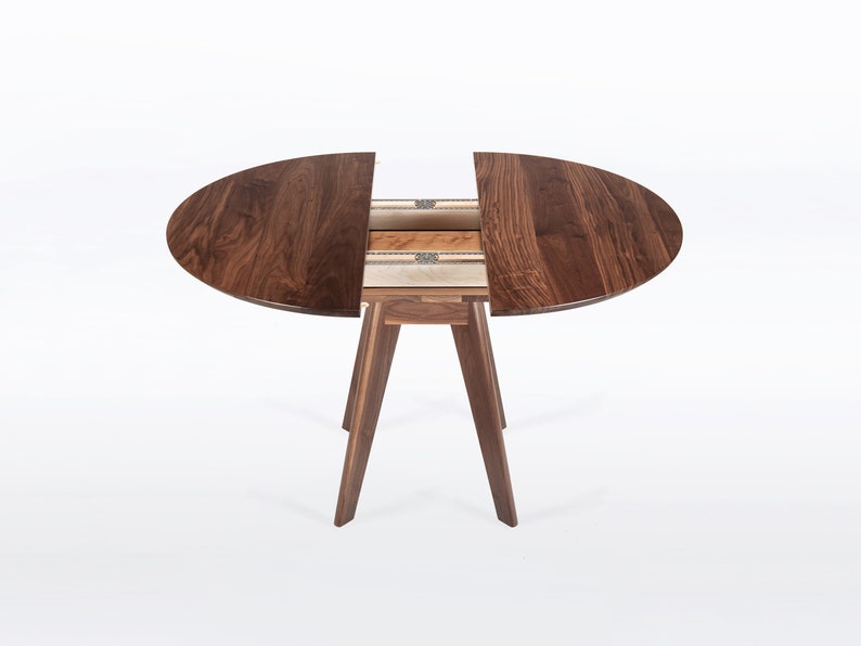 Round Extension Table Handmade in Your Choice of Solid Walnut, Cherry, Mahogany or Oak Wood, Sister image 2