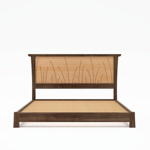 Wood Bed Frame Handmade in Walnut and Maple Without Footboard Prairie Platform Bed image 2