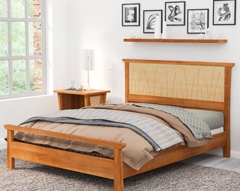 Solid Wood Bed Frame with Headboard - Available in King Size, Queen Size, Full Size and California King Size - "Prairie Bed"