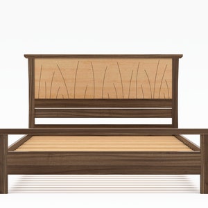 Bed Frame King Size Walnut, Headboard, Queen, Full, Modern Scandinavian, Twin, California King, Maple, Inlay Prairie image 3