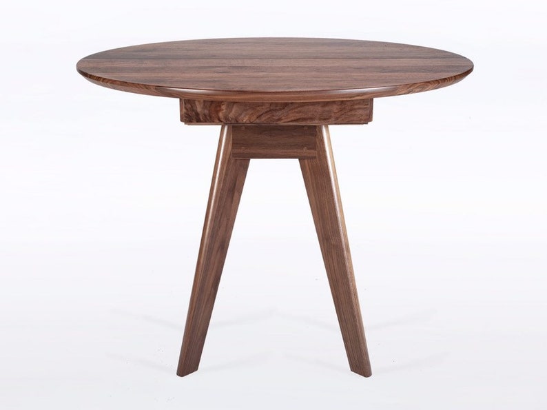 Round Extension Table Handmade in Your Choice of Solid Walnut, Cherry, Mahogany or Oak Wood, Sister image 5